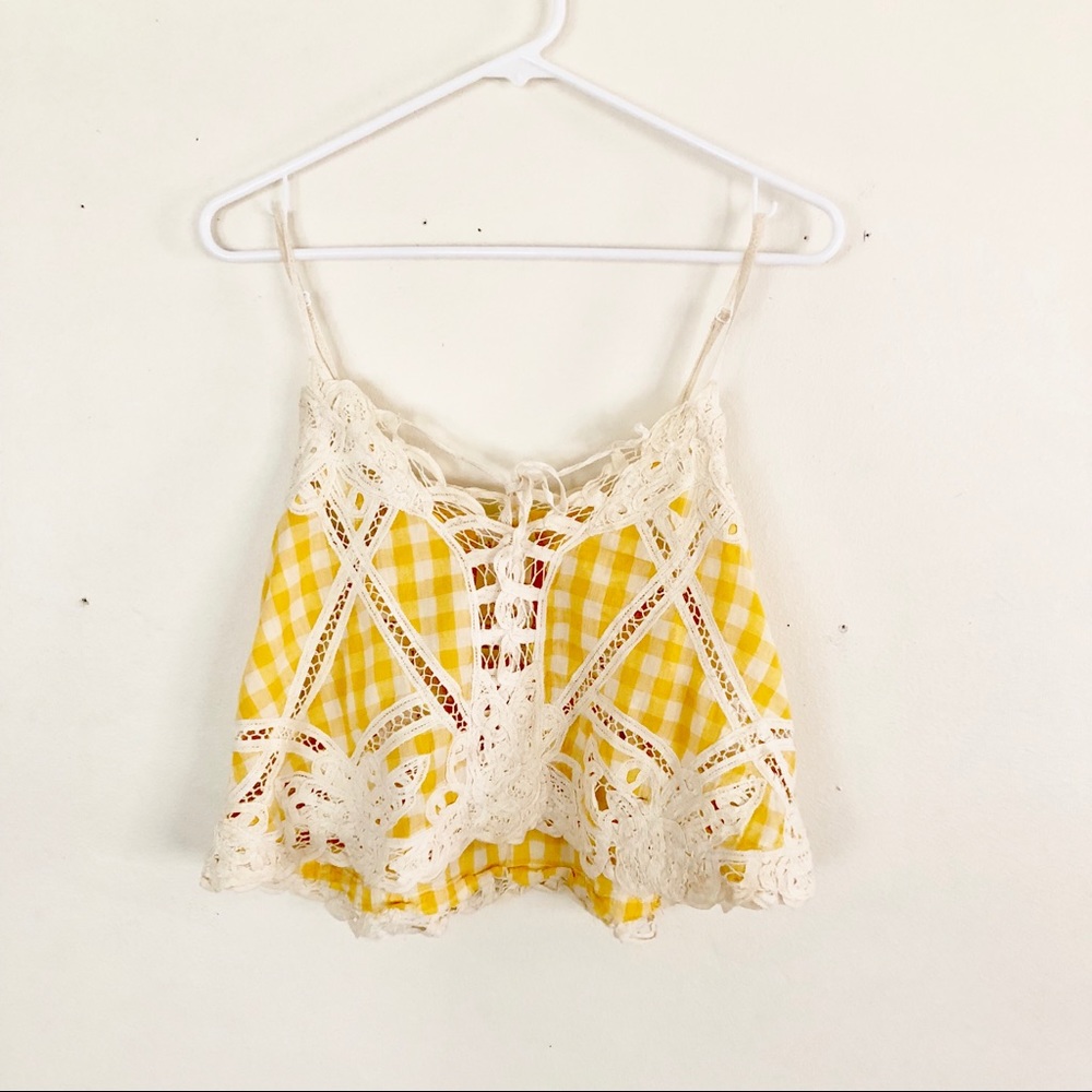 Yellow Gingham Crop Top